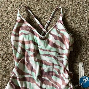 Mint/mauve one piece bathing suit